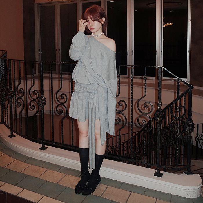 3차 예약배송 bow frill skirt in gray