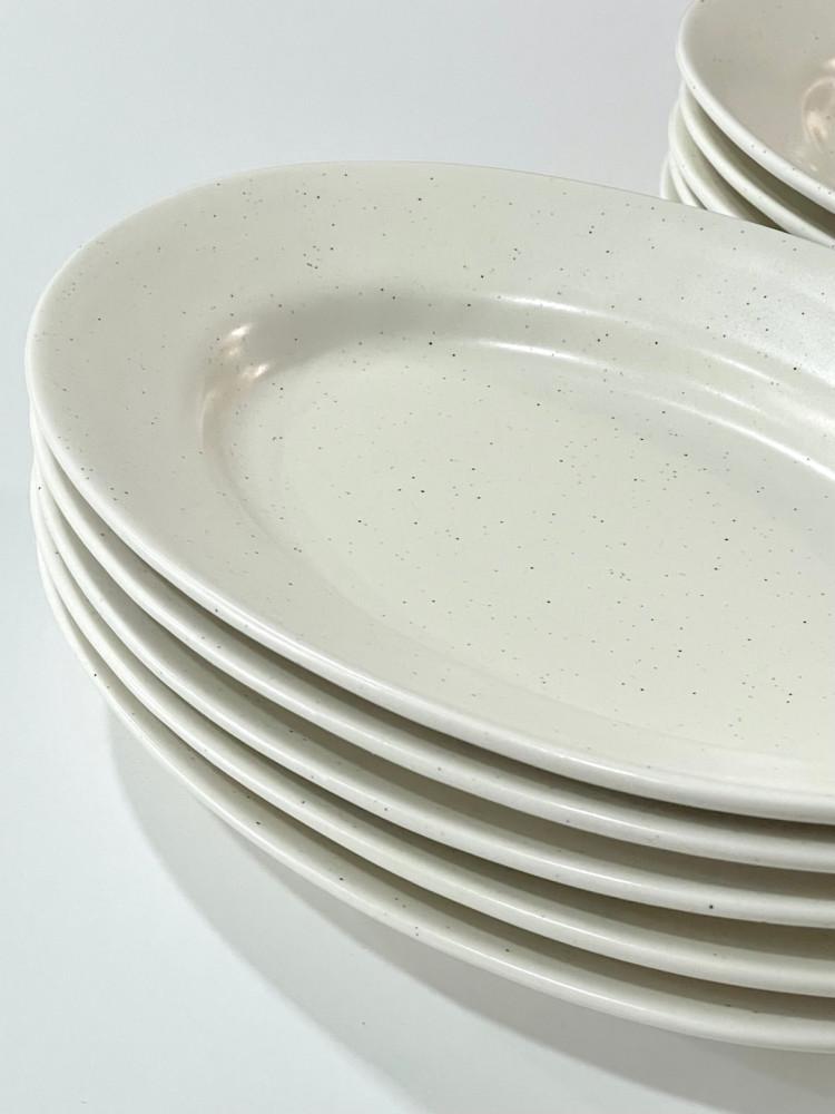 (미무) 바닐라 오발플레이트 도자기 타원접시