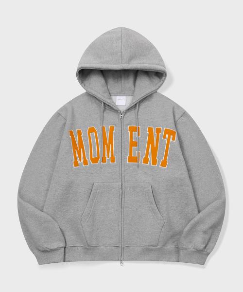 모먼트 후드 집업_그레이/오렌지