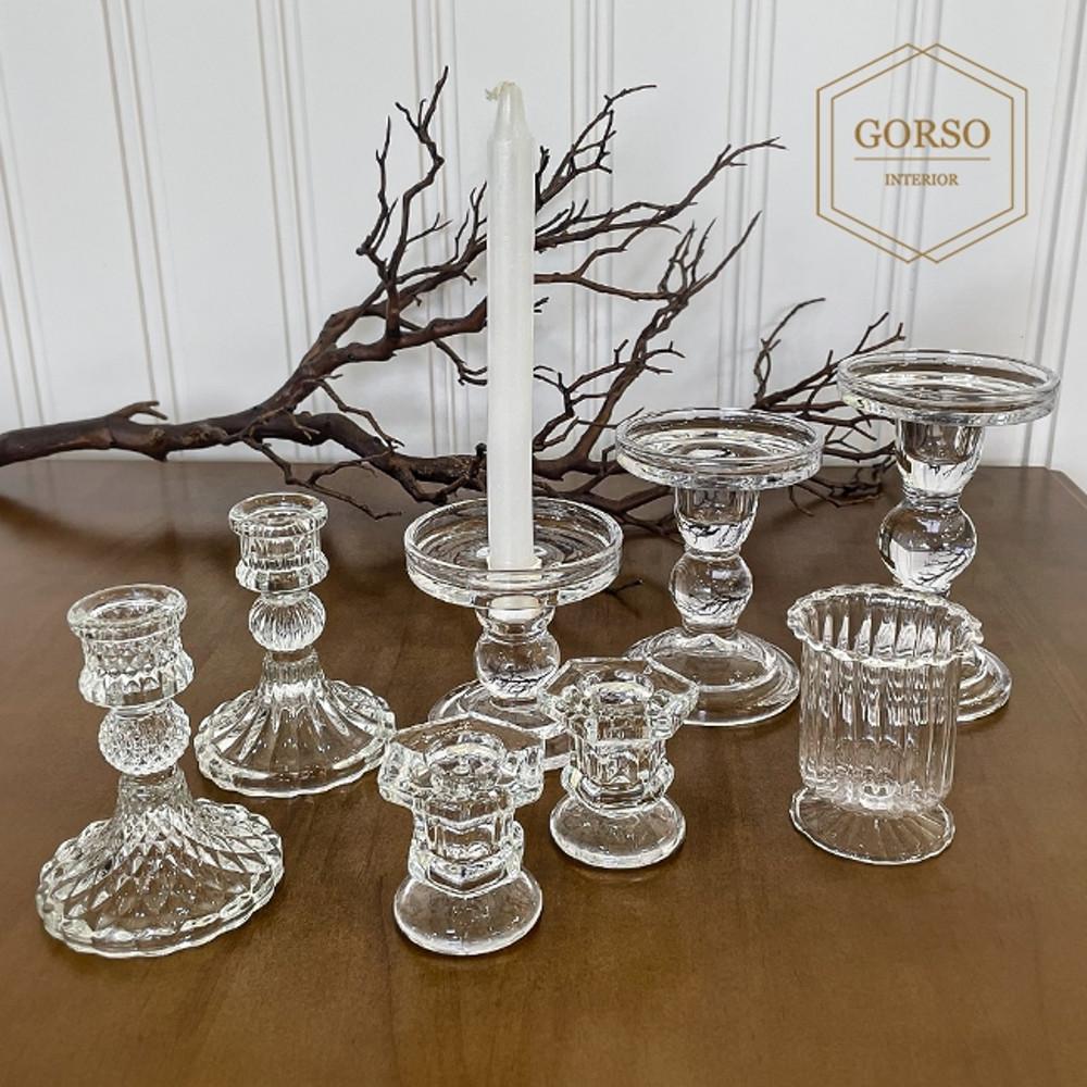 고르소 크리스탈 글라스 촛대 테이퍼 유리 촛대 캔들 홀더 티라이트 홀더 A