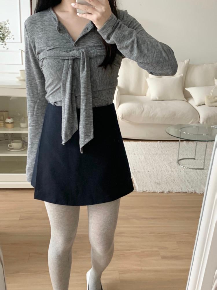 여성 모이 리본 랩 단추 가디건 (2 color)