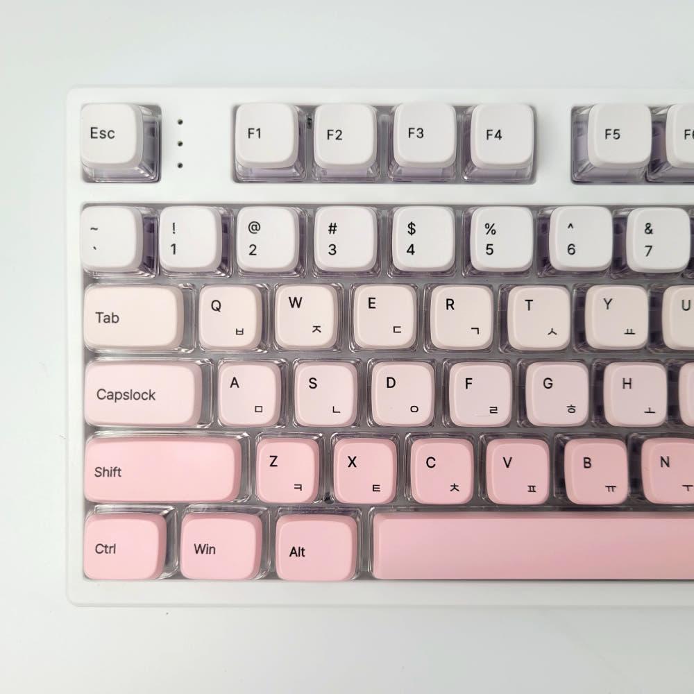 MAS 푸딩 핑크 그라데이션 키캡 LED투과 한무무 영어 한글키캡 (122키)