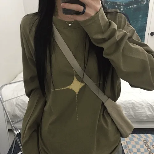 cross over-fit long sleeved tee (4color)