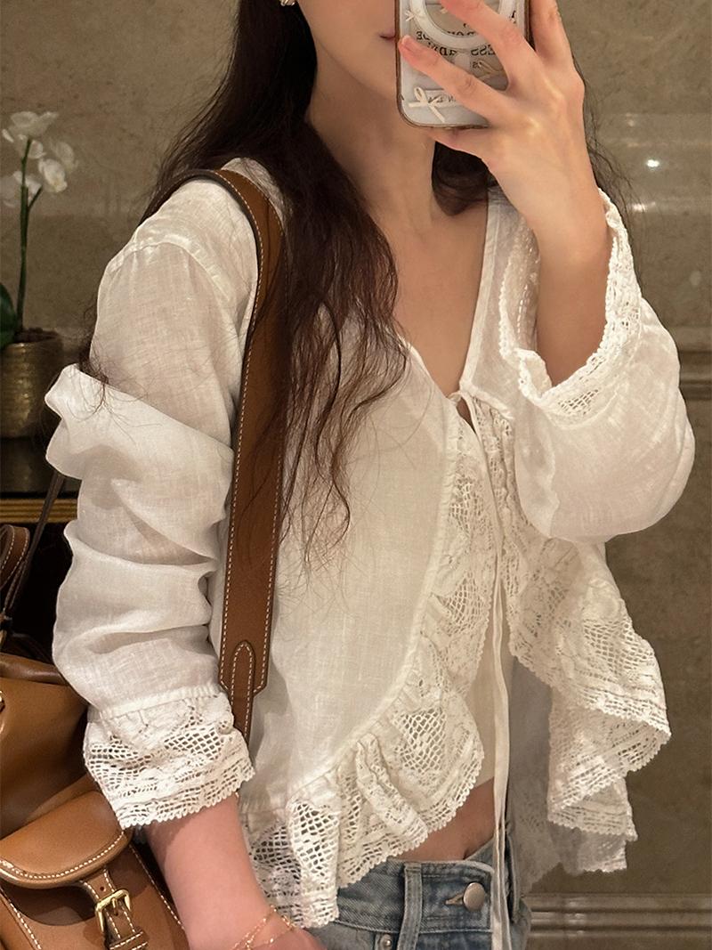 [반티아234] 린넨 레이스 볼레로 가디건