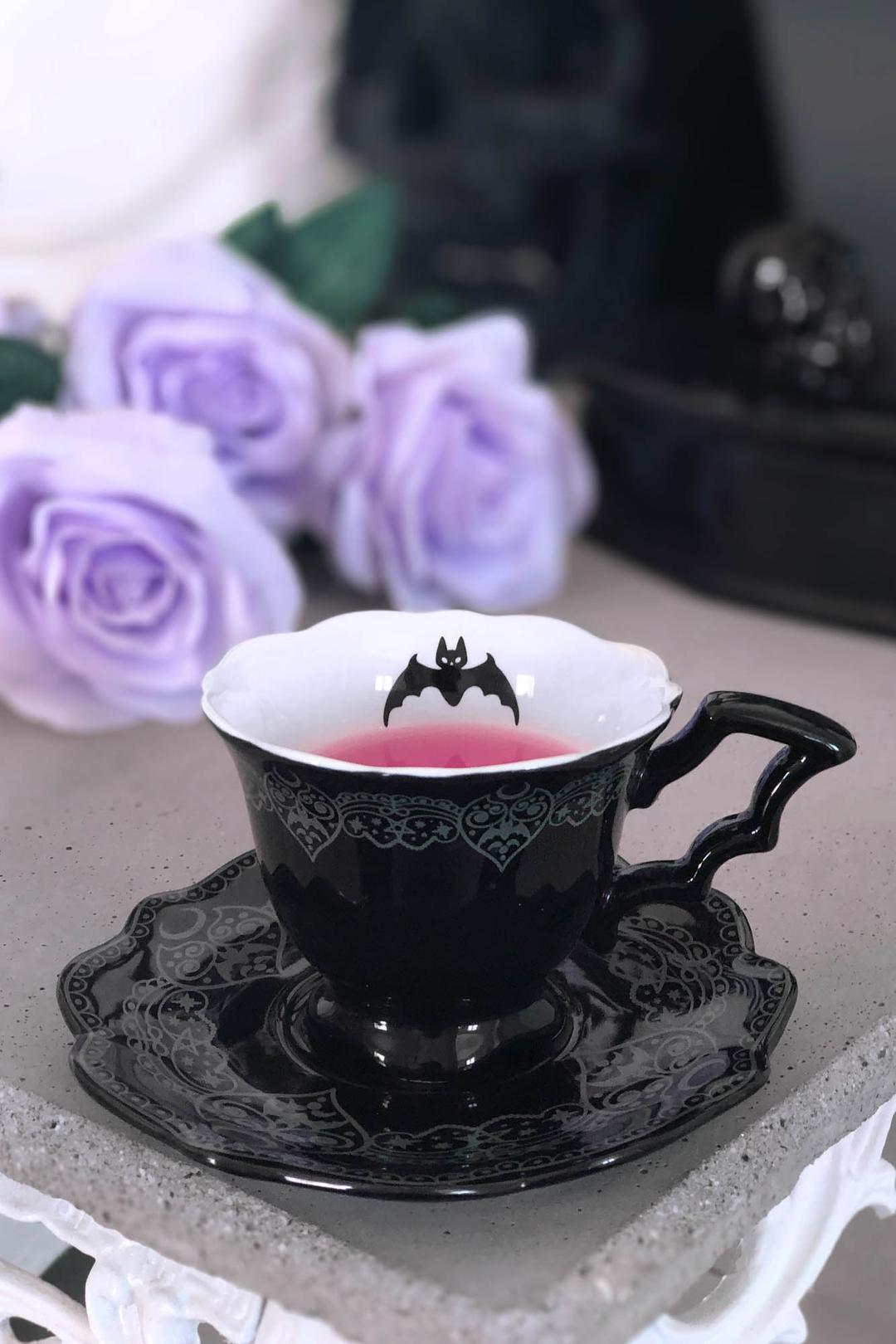 After Midnight Tea Cup & Saucer - One Size / Black / 100% Ceramic