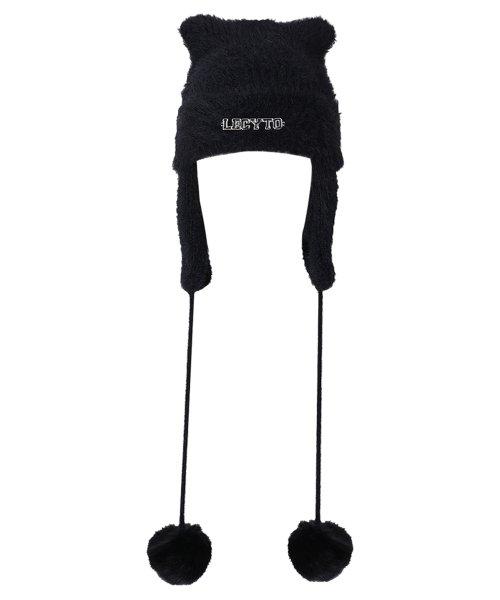 Angora Cat Earworm Beanie_[Black]