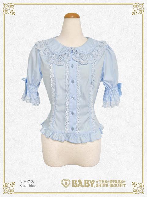 うさみみ５分袖ブラウス - サックス Saxe blue