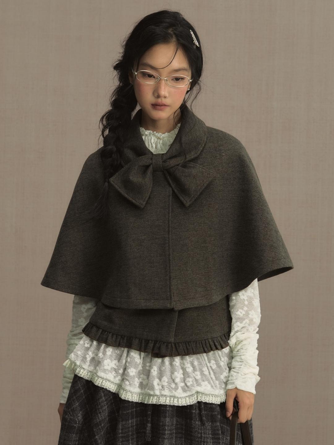 LOLOL Nara and Heritage Bow Wool Cape