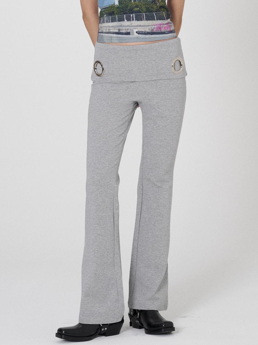 Eyelet folding bootcut pants - Grey