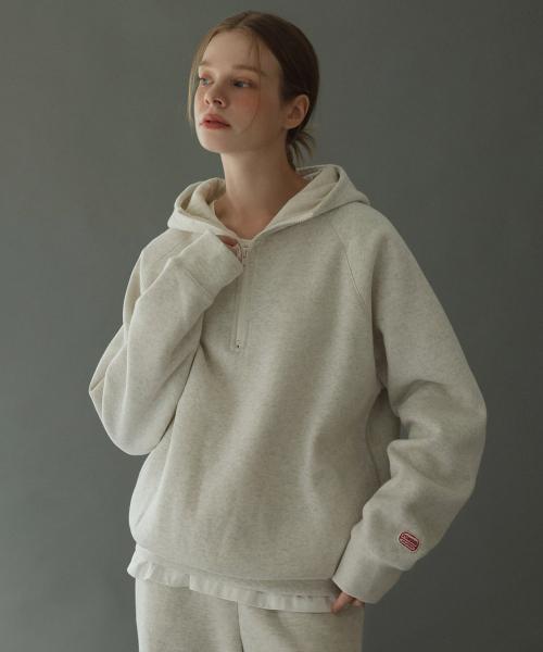 패치 반오픈 양기모 후드탑