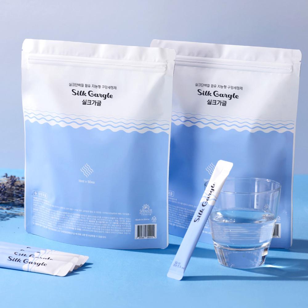 실크가글 오랄케어 플러스액 2팩 100포 휴대용 스틱 입냄새 제거 치주염 치은염 예방
