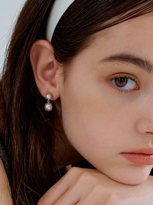 double swa pearl drop  earring