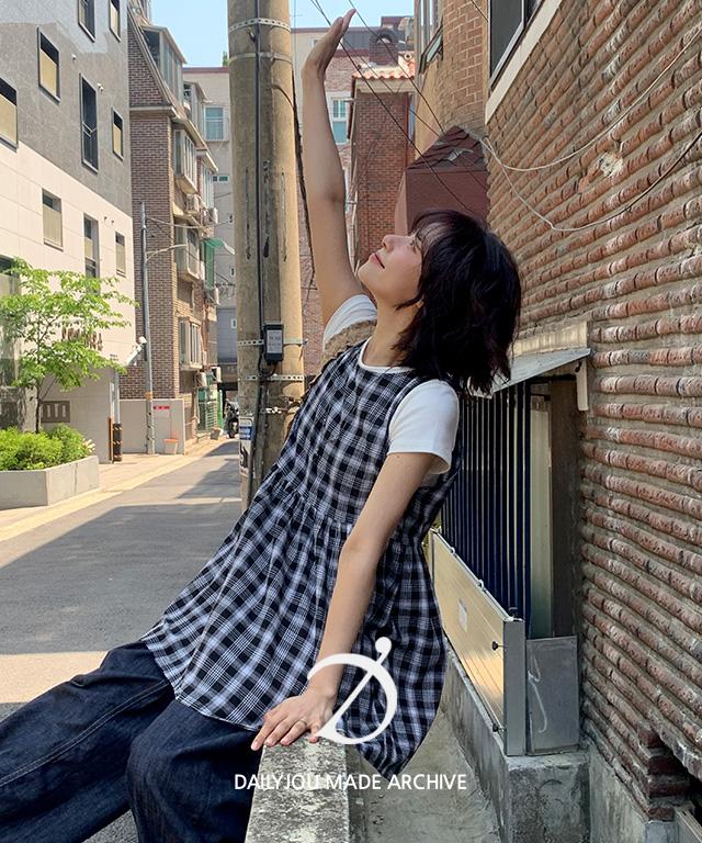 데일리쥬 [MADE] 멜리사 레이어드 셔링 체크 원피스
