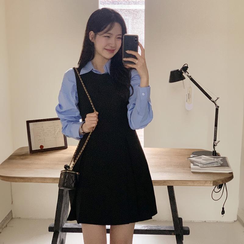 아뜨랑스 (몸매보정/격식룩)주문폭주 헤이디 뷔스티에 핀턱 A라인 미니 원피스하객룩 여름하객룩 원피스 op15632