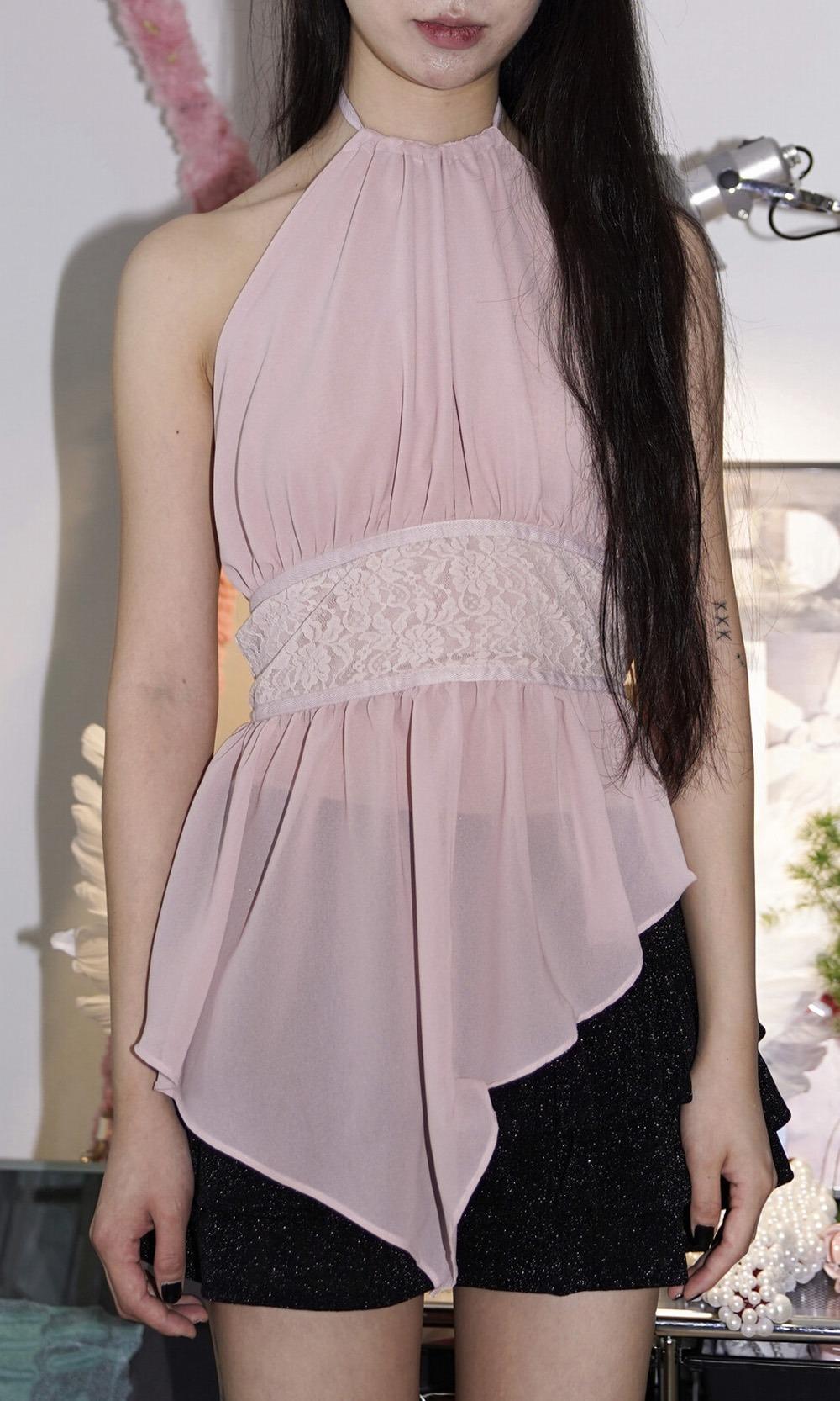 shirring halter blouse [pink]