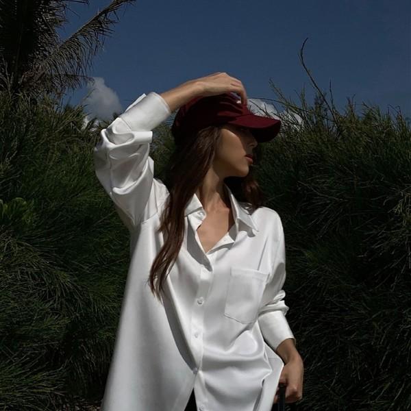 NEVA HU 실크 루즈핏 롱슬리브 셔츠