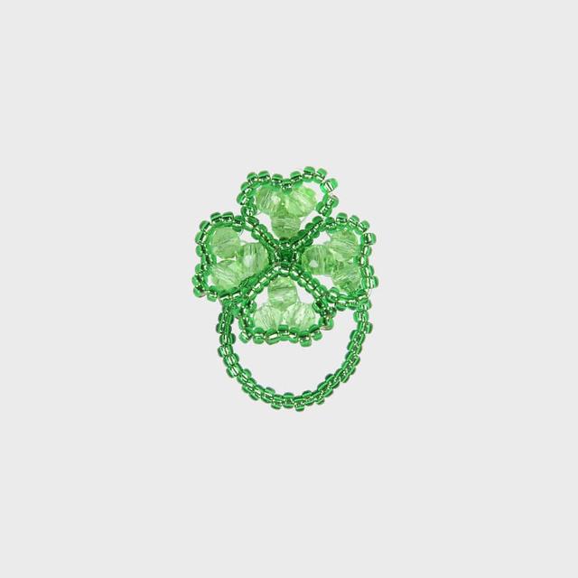 BEADED LUCKY CLOVER RING