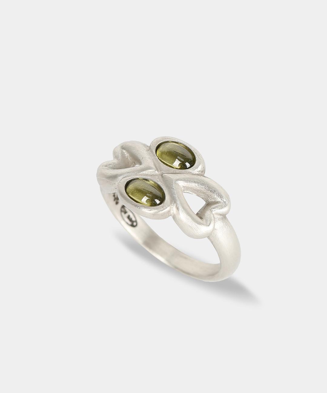 Clover bloom ring (khaki) (925 silver)