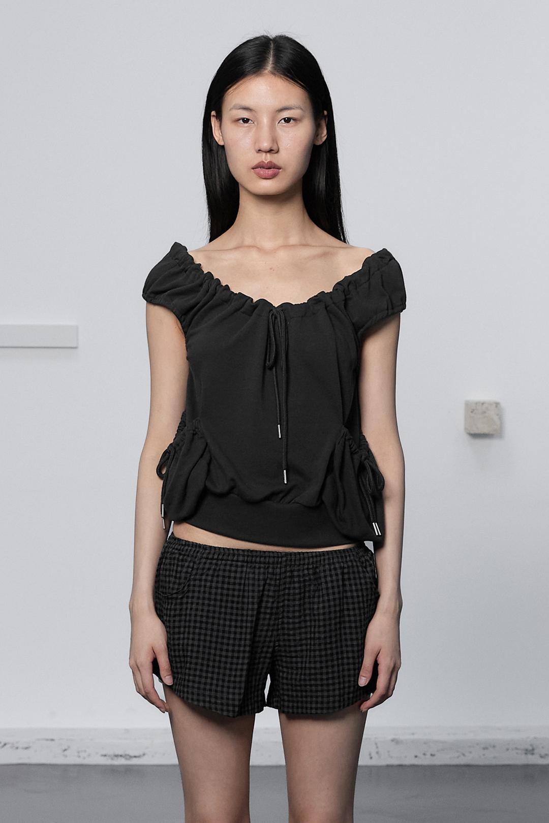 STRING POCKET SWEAT SLEEVELESS / CHARCOAL