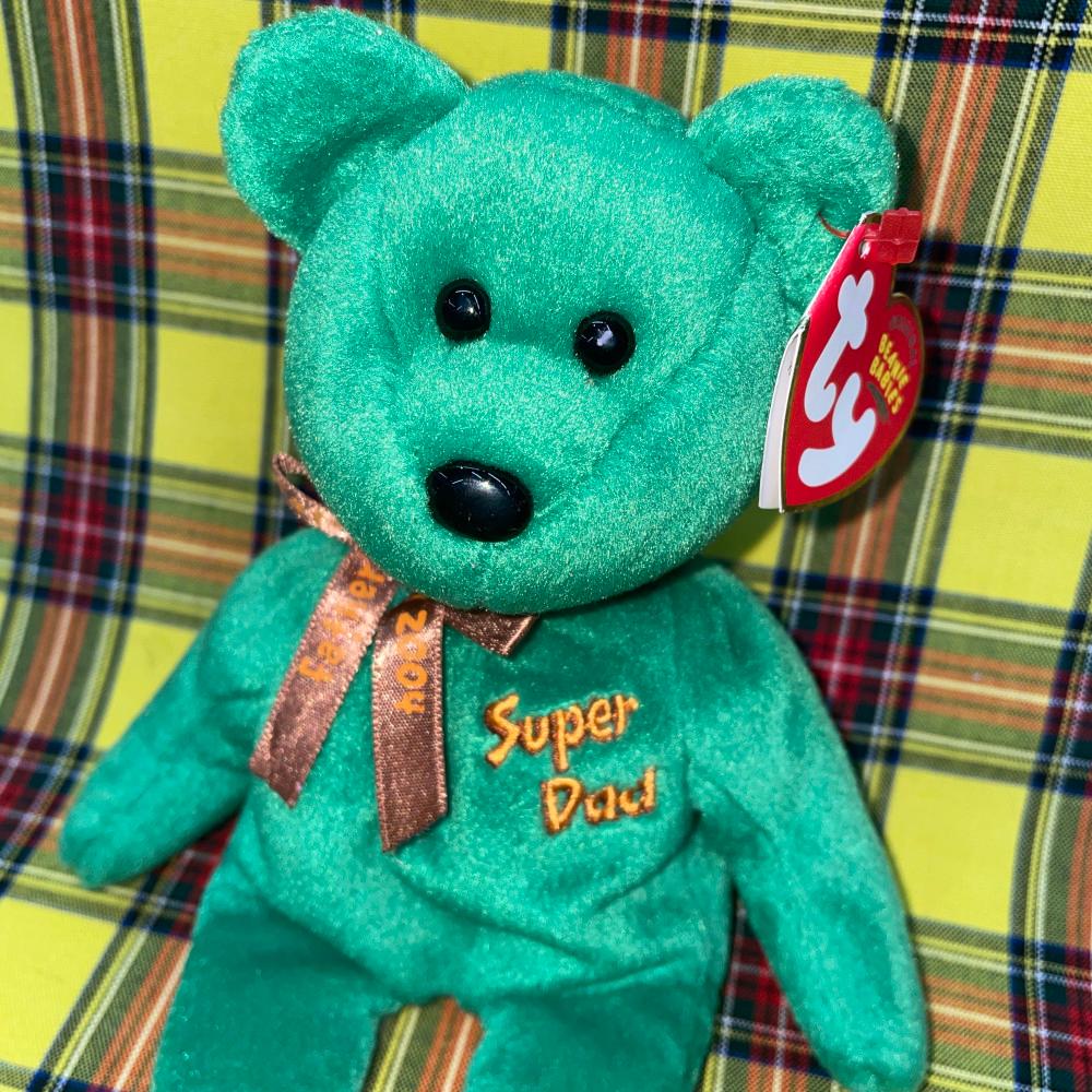 빈티지 TY 베어 Beanie Babies  22cm - Dad-E 2004 Super Dad Bear