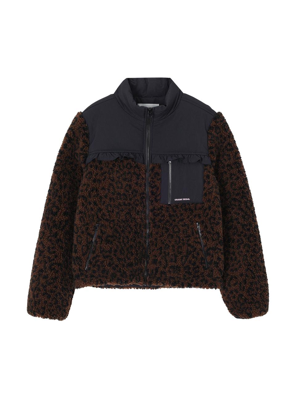 [Release 01/16]  FRILL LEOPARD FLEECE JACKET_BROWN