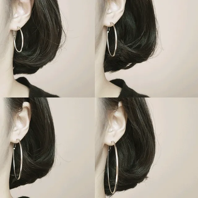 🖤써지컬(6size)🖤당일발송! 원터치 써지컬스틸 링귀걸이 3cm/4cm/5cm/6cm/7cm/8cm