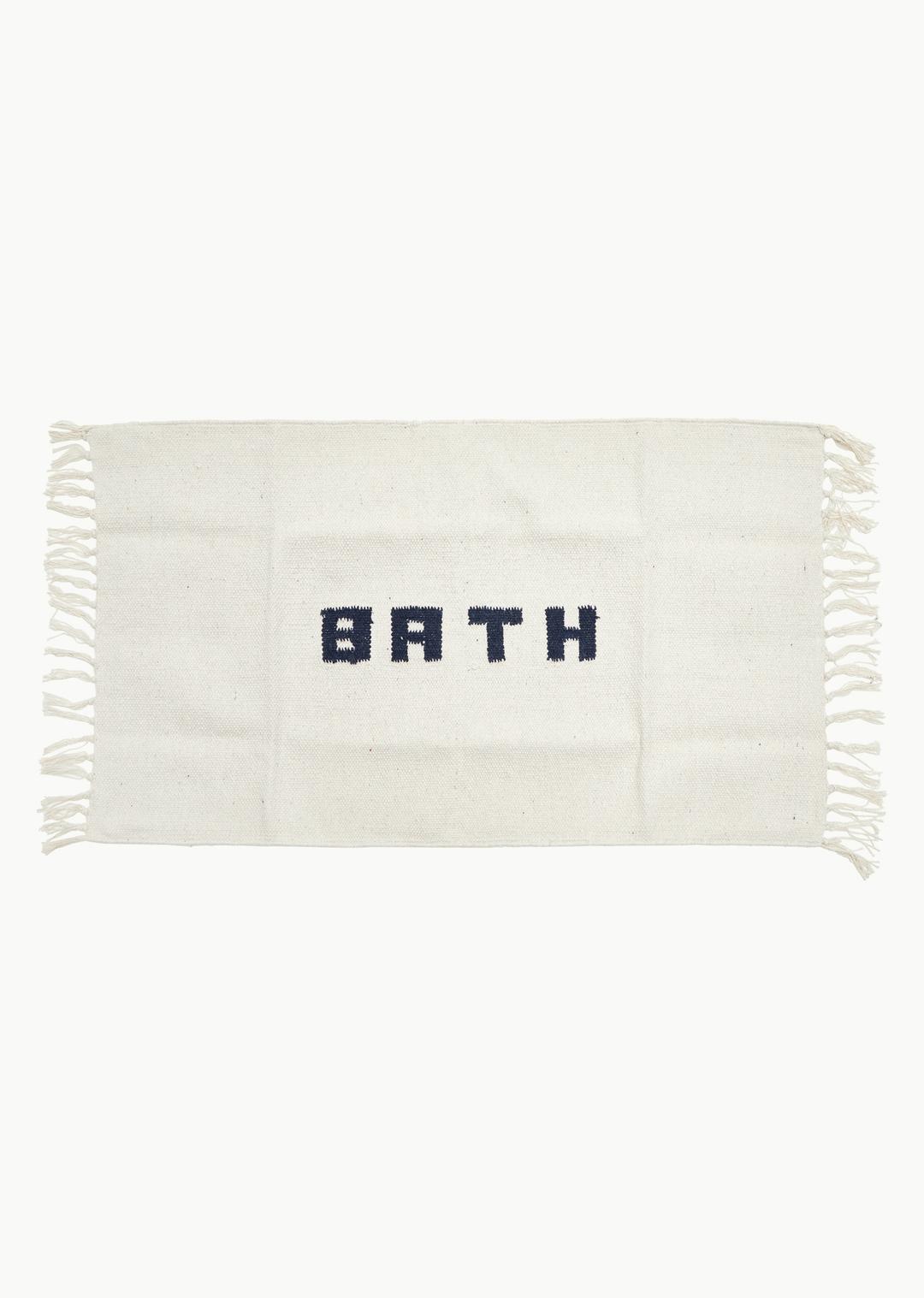 handloomed recycle yarn bath mat, white