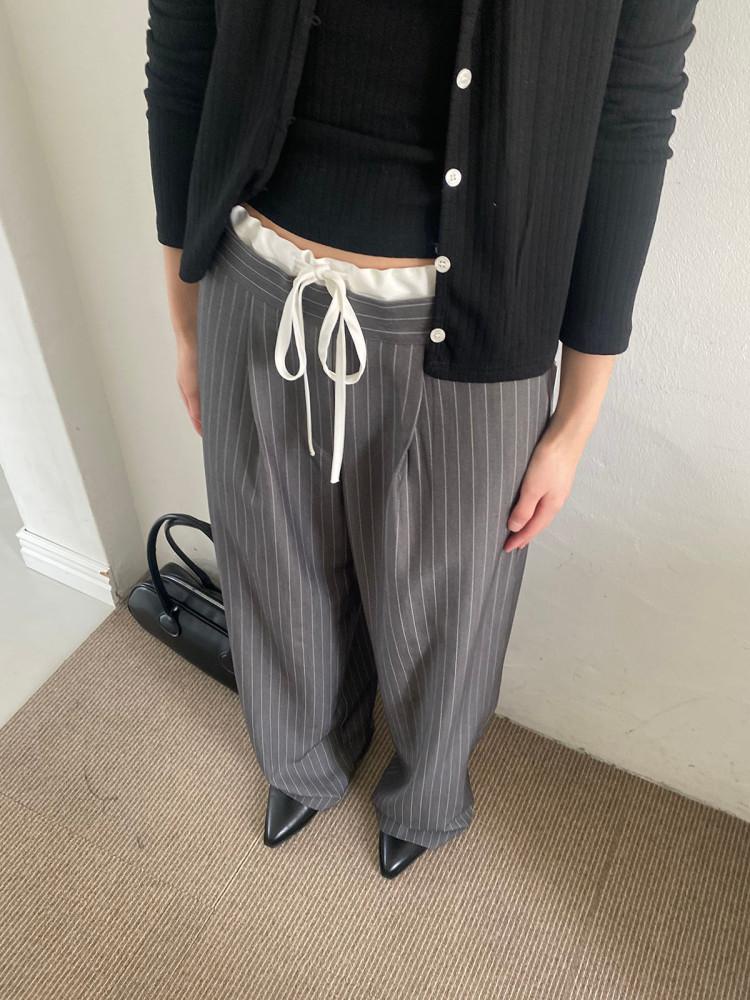 [미엔느] 스트라이프 더블 슬랙스 (2col)