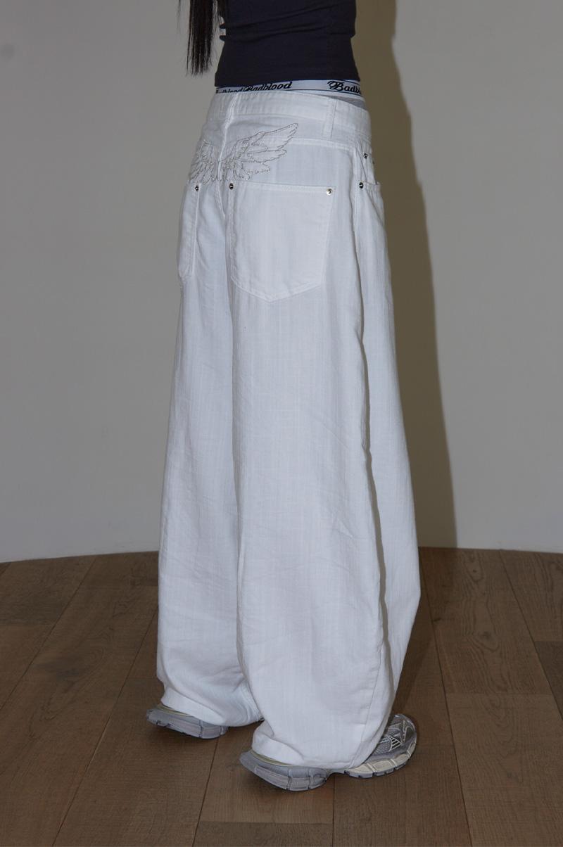 MARIA BACK WING MEGA WIDE COTTON PANTS