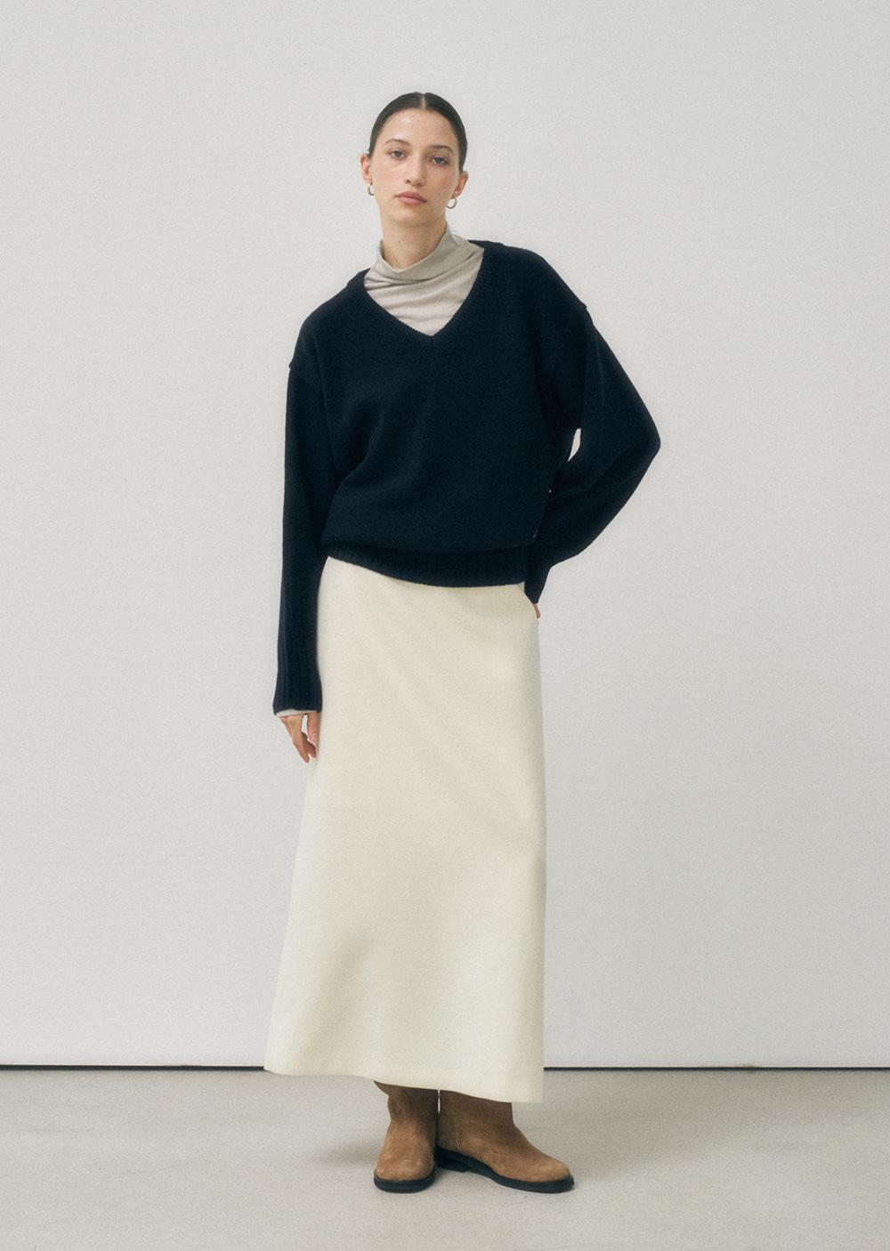 classic H line long skirt (cream)