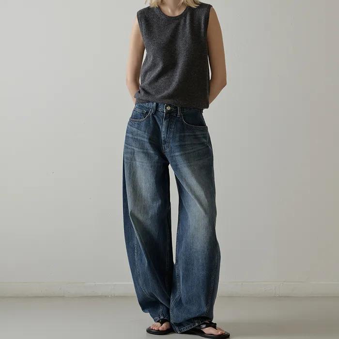 [일부옵션 2차 10/15예약배송] 와이드 테이퍼드 데님_vintage washing