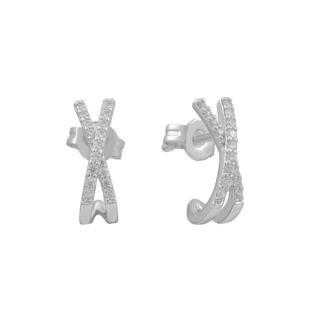 Crossover Earrings - Silver