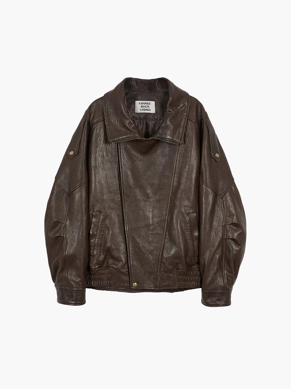 DOUBLE LAYER LEATHER JUMPER_brown