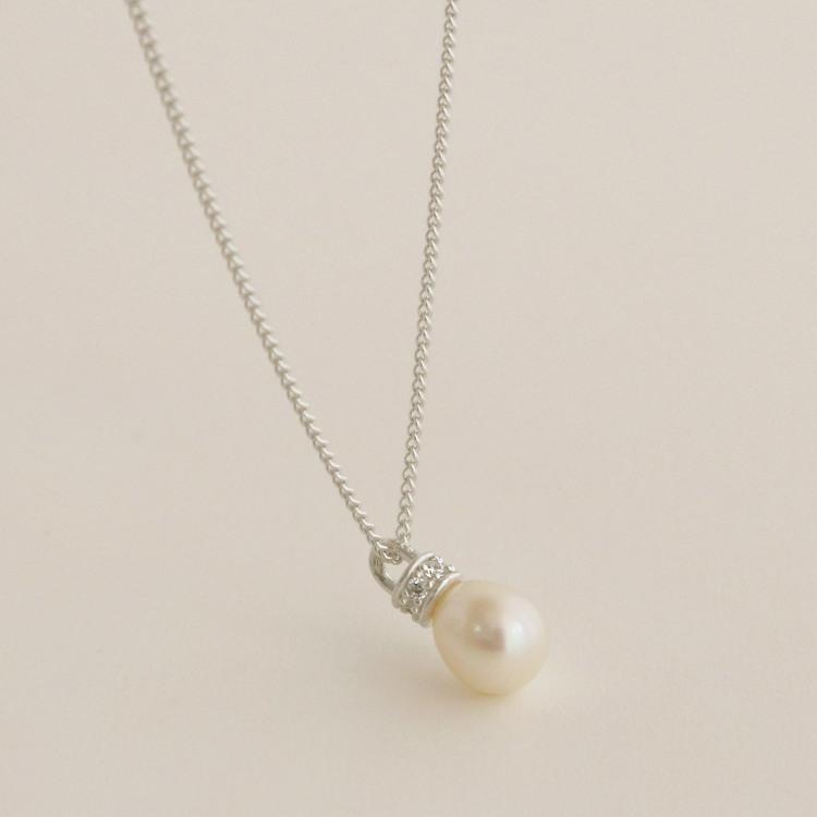 925 Silver Raffine Pearl Necklace/ 라피네