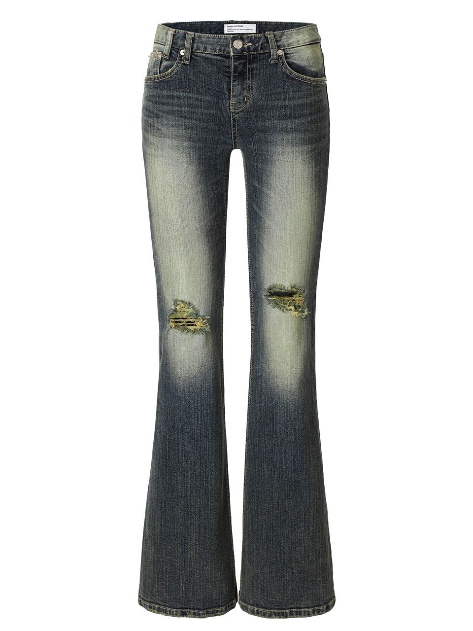 Sage Distressed Bootcut Jeans (blue)