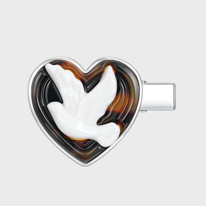 (W) PIGEON HEART HAIR CLIP (Brown)