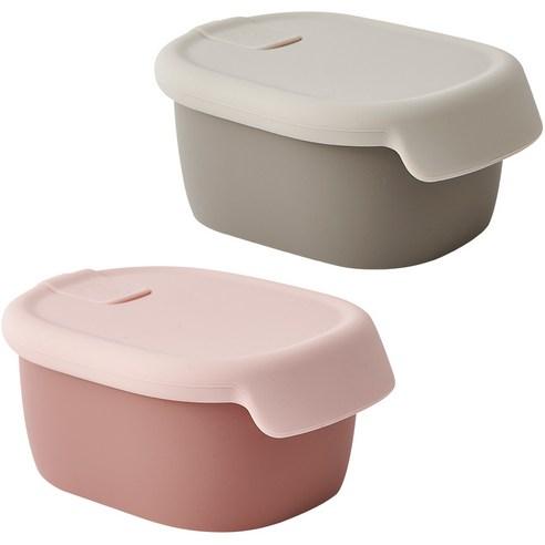 퍼기 이중밀폐 실리콘 이유식 보관용기, 200ml, 드라이 로즈 + 토..., 2개 - 이유식/분유보관 | 쿠팡