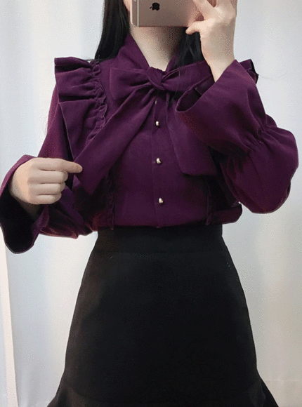 미샤 리본 블라우스(아이,퍼플)