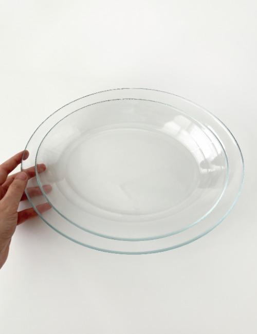 투명 유리 오발 플레이트 2 size