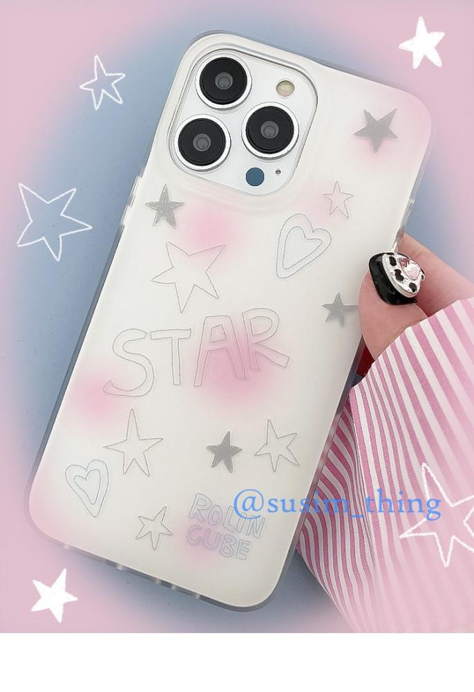 아이폰 Pink Star Case 핑크 스타 하드 케이스 투명 레트로 감성 y2k