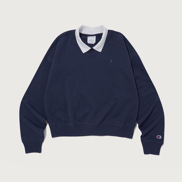 여성 POWERBLEND 기모 폴로 스웨트셔츠 Normal Navy