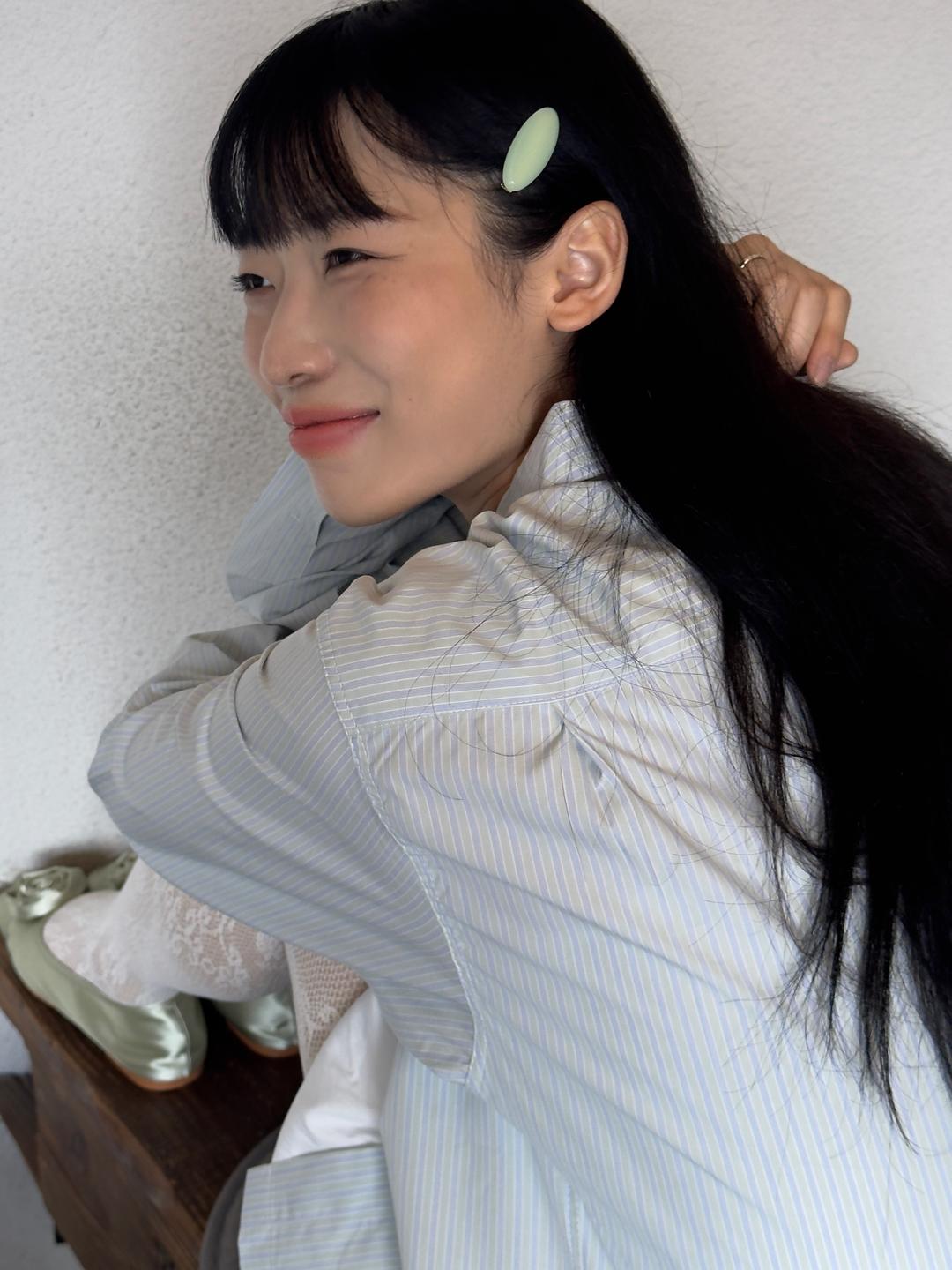 [prts made] [Kuwamura] 쿠와무라 릴렉스핏 수피마 코튼 스트라이프 셔츠, mint