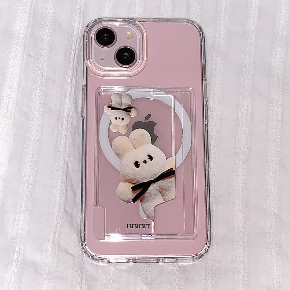 Magsafe clear card poket Giant Bunny Dung dung 맥세이프 카드포켓 자이언트 버니둥둥 인절미베이지