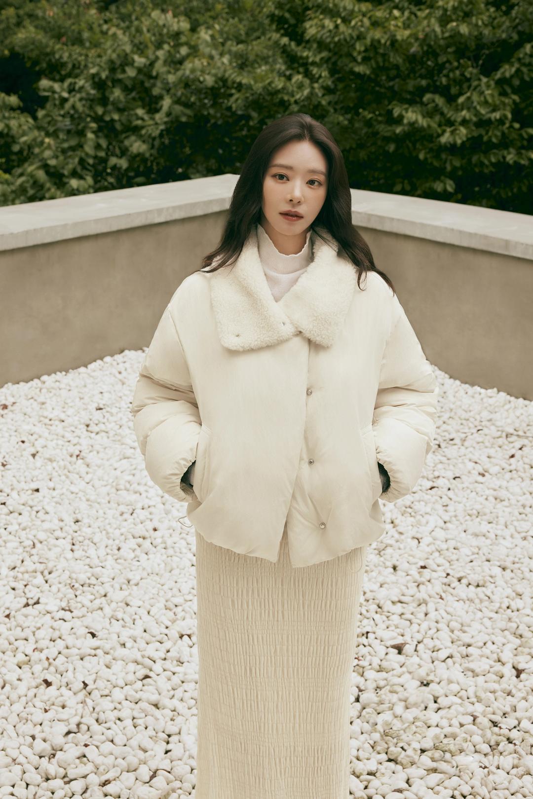 하이디 인조 퍼 카라 하프 패딩