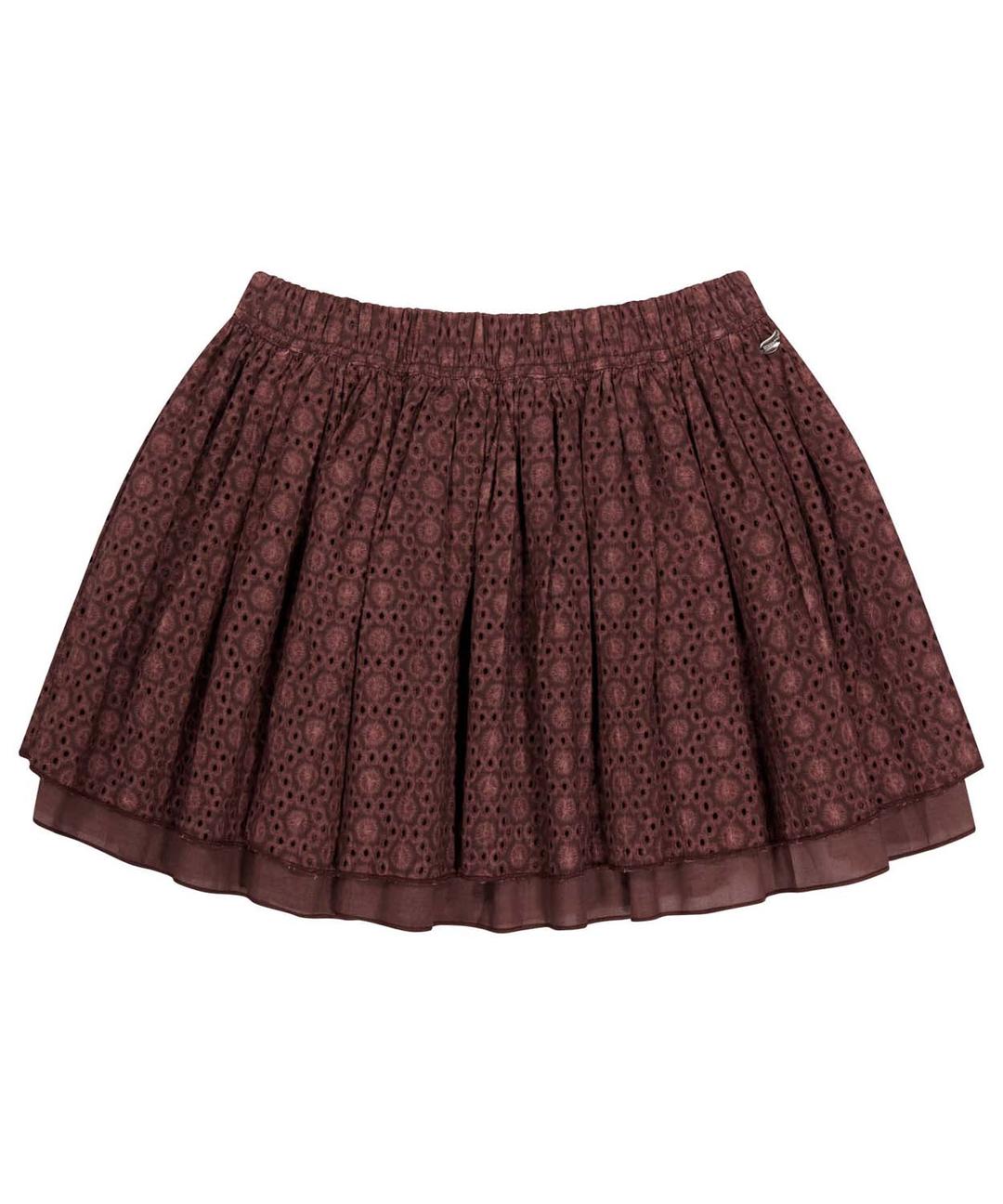 FLOWER PUNCHING SKIRT BURGUNDY