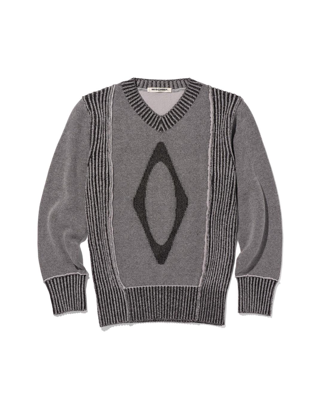 JACQUARD KNITTED SWEATER_LIGHT PINK GREY/BLACK