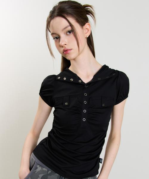 SM POCKET HOOD TEE(BLACK)