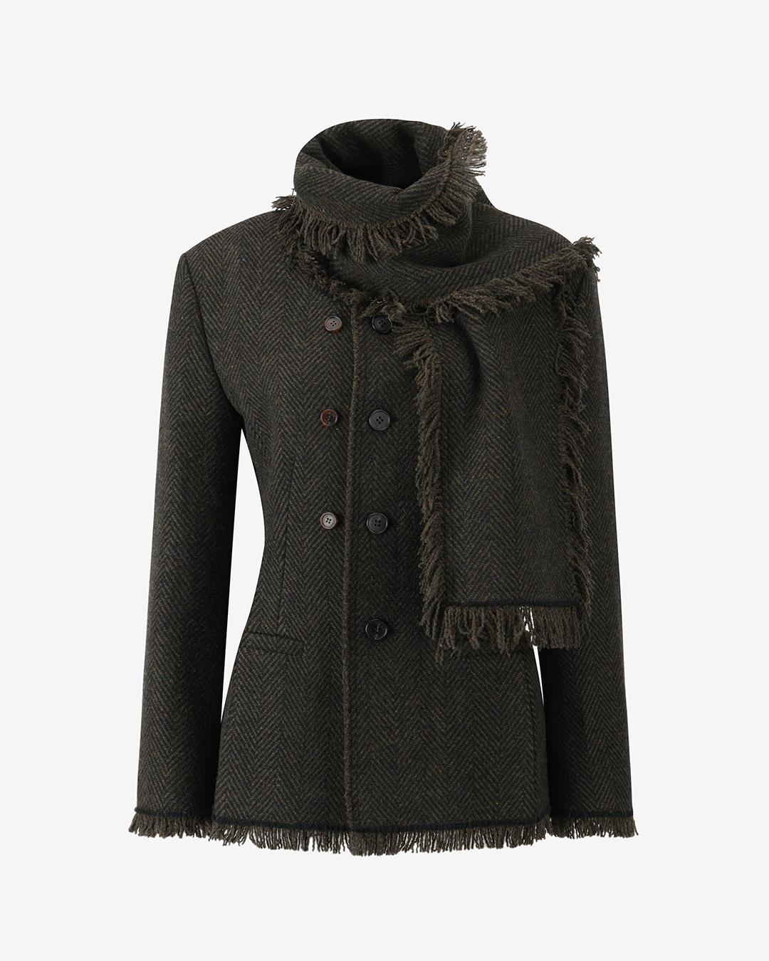 FRINGE MUFFLER CLASSIC JACKET_DARK BROWN