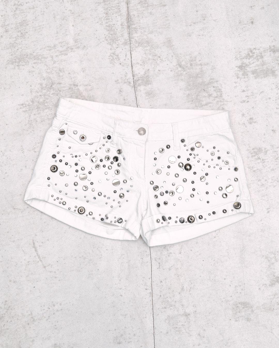 STUDDED DENIM MINI SHORTS - Anemonia