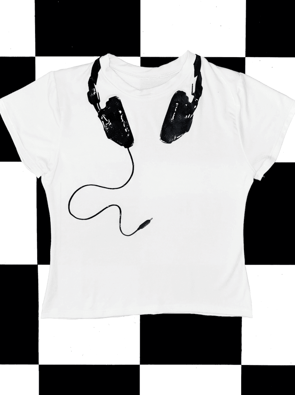 HEADPHONES ON BABY TEE IN WHITE